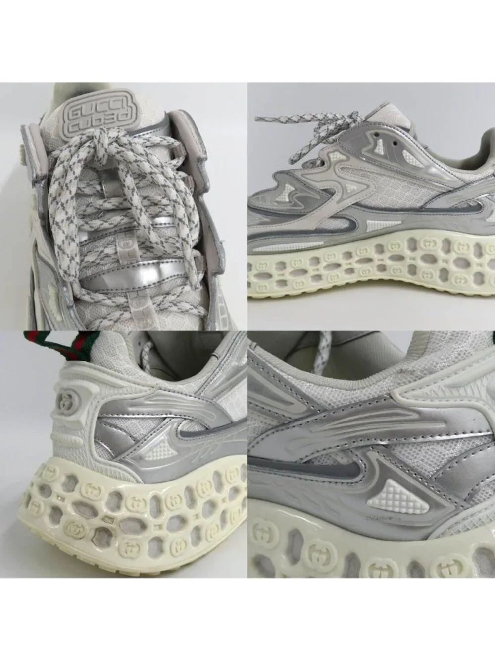 Gucci T Cube Sneakers Demetra Mesh 7.5 Gray White Low